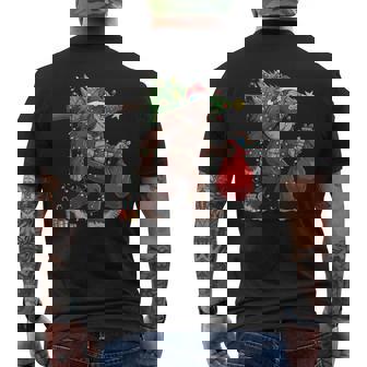 Santa Bigfoot Christmas Tree Lights Xmas Boys Men Kids Men's Back Print T-Shirt | Mazezy