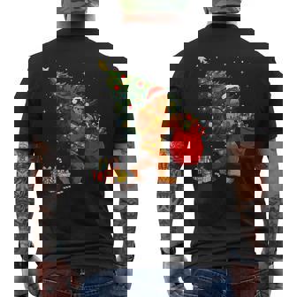 Santa Bigfoot Christmas Tree Xmas Lights Sasquatch Men's Back Print T-Shirt | Mazezy