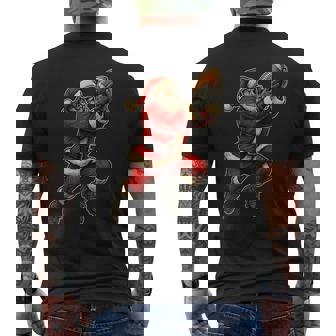 Santa Claus Playing American Football Christmas Football Fan Men's Back Print T-Shirt | Mazezy