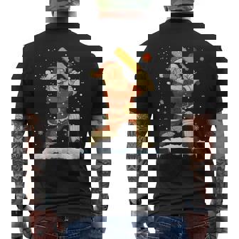 Santa Claus Playing Cricket Player Christmas Xmas Tank Top Men's Back Print T-Shirt | Mazezy