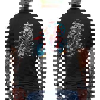 Santa Claus Riding Dirt Bike In a Fun Festive Holiday Ride Tank Top Men's Back Print T-Shirt | Mazezy