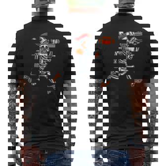Santa Claus Skeleton American Football Christmas Men's Back Print T-Shirt | Mazezy