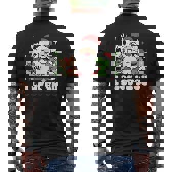 Santa I Love You Christmas Cute Dino Reindeer Toddler Kids Men's Back Print T-Shirt | Mazezy