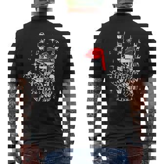 Santa Rock Hand Sign Language Christmas Rock Music Lover Men's Back Print T-Shirt | Mazezy