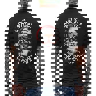 Santa Says 67 Christmas Meme Cool Beard Sunglasses Men's Back Print T-Shirt | Mazezy