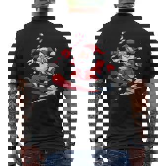 Santa Snowboarding With Candy Cane Fun Christmas Tank Top Men's Back Print T-Shirt | Mazezy