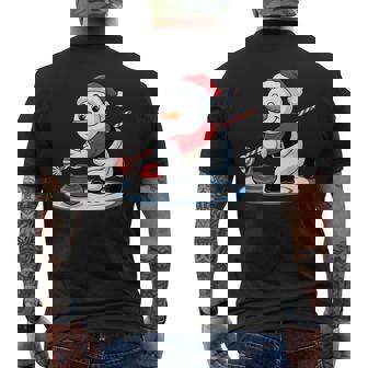 Santa Snowman Curling Player Christmas Toddler Kids Pajama Men's Back Print T-Shirt | Mazezy