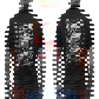 Santa Swing Baseball Fans Festive Christmas Men's Back Print T-Shirt | Mazezy