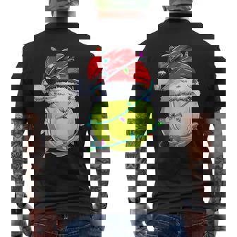 Santa Tennis Ball Sports Christmas Men Boys Kids Player Xmas Men's Back Print T-Shirt | Mazezy