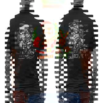 Santa Vs Campers Gamer Christmas Slingshot Men's Back Print T-Shirt | Mazezy