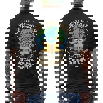 Save Earth It's Only Planet With Books Reader Earth Day Men's T-shirt Back Print - Seseable