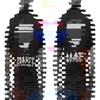 Sawadee Thailand Flag Heart Thai Greeting Hello Men's Back Print T-Shirt | Mazezy