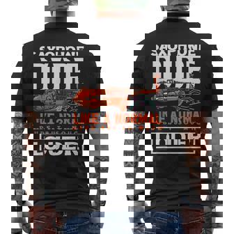 Saxophone Dude Saxophonist Louder Than Normal Men's Back Print T-Shirt | Mazezy