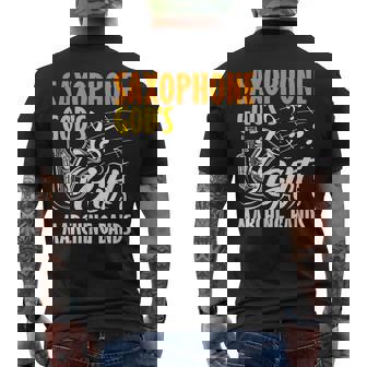 Saxophone Saxophonist Musical Instrument God Bands Men's Back Print T-Shirt | Mazezy