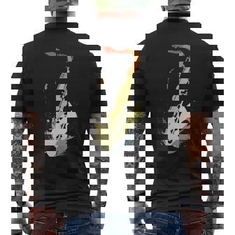 Saxophone Vintage Look Chamber Music Men's Back Print T-Shirt | Mazezy