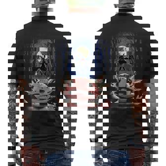 Scared Axolotl Selfie Axolotl With Mothman Monster Cryptid Men's T-shirt Back Print - Monsterry