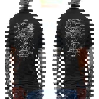 Scary Game Day Skeleton American Football Halloween USA Flag Tank Top Men's Back Print T-Shirt | Mazezy