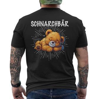 Schnarchbär Bär Teddybär Müdechlafenchnarchen Pyjama T-Shirt mit Rückendruck - Geschenkecke
