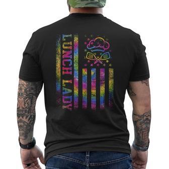 School Lunch Lady Squad Us Flag Tie Dye Proud Cafeteria Crew Men's T-shirt Back Print - Thegiftio