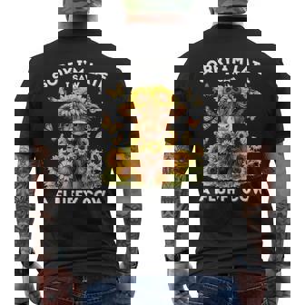 Scottish Highland Cow With Sunflowers Butterflies Western Men's T-shirt Back Print - Monsterry