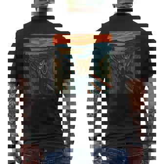 Screaming Cat Expressionist Art Parody Halloween Meme Men's Back Print T-Shirt | Mazezy