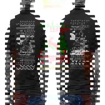 The Season To Be A Pregnant Christmas Sweater Reindeers Men's Back Print T-Shirt | Mazezy