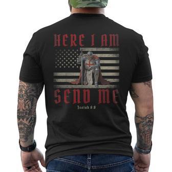 Here I Am Send Me Knights Templar Crusader American Flag Men's T-shirt Back Print - Thegiftio UK