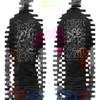 Senior 2026 Class Of 2026 Coquette Pink Bow Graduation Moms Men's Back Print T-Shirt | Mazezy