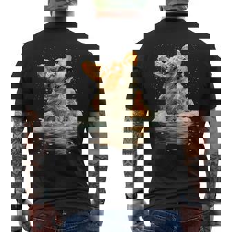 Serene Corgi With Snow Snowy Forest Winter Dog Aesthetic Men's Back Print T-Shirt | Mazezy