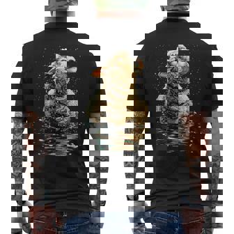 Serene Sheep With Snow Snowy Forest Winter Animal Graphic Men's Back Print T-Shirt | Mazezy