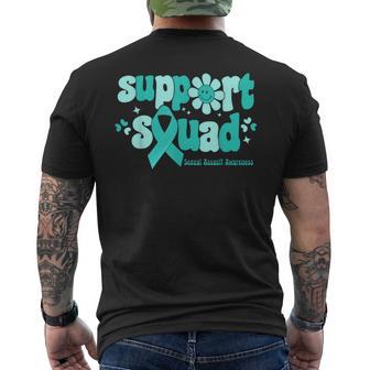 Sexual Assault Awareness Support Squad I Wear Teal Ribbon Men's T-shirt Back Print - Thegiftio UK