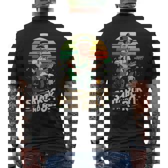 Shamrock And Roll Leprechaun Guitar Men's Back Print T-Shirt | Mazezy