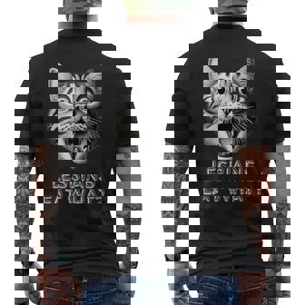 Shocked Cat Lesbians Eat What Lgbtq Gay Rude Men's T-shirt Back Print - Thegiftio