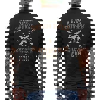 Shotgun Shells & Shattered Clay Skeet Trap Shooting Shooters Men's Back Print T-Shirt | Mazezy