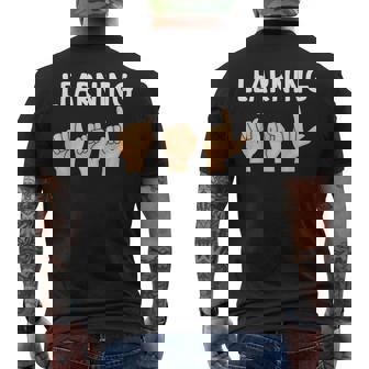 Sign Language Beginner Learning ASL Men's Back Print T-Shirt | Mazezy