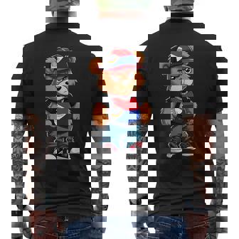 Sint Maarten Flag Teddy Bear Sint Maarten Hip Hop Men's Back Print T-Shirt | Mazezy