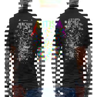 Skeleton Guitar Player Rock Music Autism Awareness Boys Men's T-shirt Back Print | Seseable UK