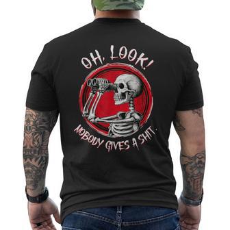 Skeleton Oh Look Nobody Gives A Shit Halloween Costume Men's T-shirt Back Print - Thegiftio