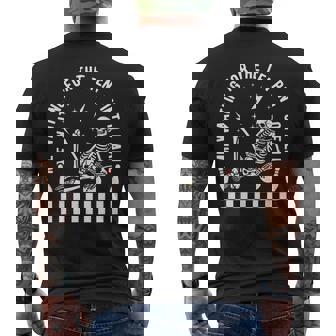 Skeleton Me Waiting For The Ten Pin To Fall Bowling Suspense Men's Back Print T-Shirt | Mazezy