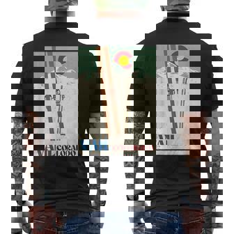 Ski In Vail Colorado Rocky Mountains Skiing Vacation Vintage Men's Back Print T-Shirt | Mazezy