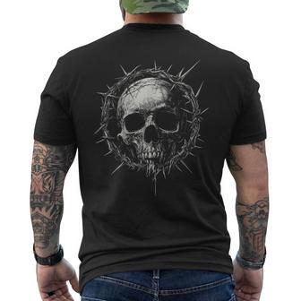 Skull With Thorn Crown Gothic Men's T-shirt Back Print - Monsterry