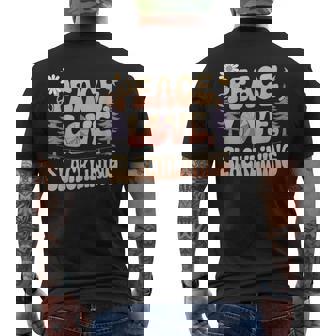 Slackliner 60s 70s Hippie Retro Peace Love Slacklining Men's Back Print T-Shirt | Mazezy