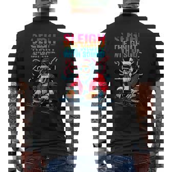 Sleigh The Night Santa DJ Christmas Party Tank Top Men's Back Print T-Shirt | Mazezy