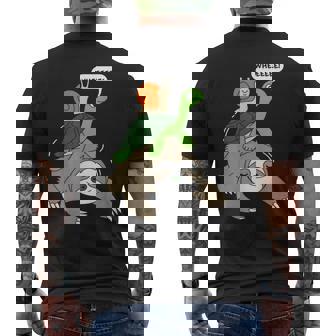 Sloth Turtle Snail Piggyback Animal Running Wild Cool Men's Back Print T-Shirt | Mazezy