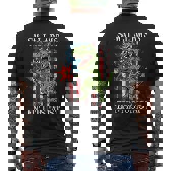 Small Arms Enthusiast T-Rex With Machine Gun USA Flag Men's Back Print T-Shirt | Mazezy