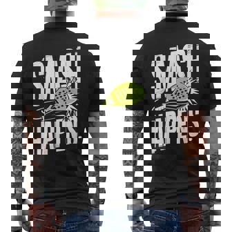 Smash Happens Padel Player Racket Ball Paddle Men's Back Print T-Shirt | Mazezy