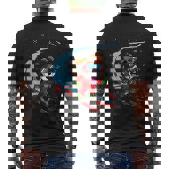 Snow Dog Skiing Puppy Cute Winter Sports Ski Meme Men's Back Print T-Shirt | Mazezy