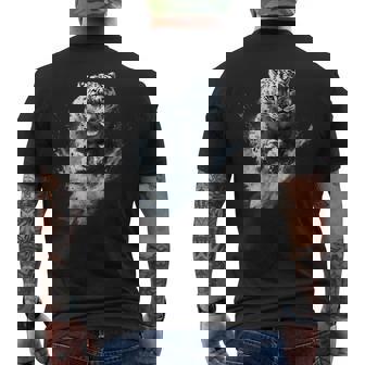 Snow Leopard Lover White Leopard Animal Snow Leopard Face Men's T-shirt Back Print | Seseable FR