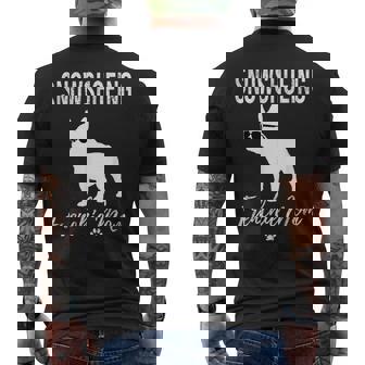 Snowshoeing Frenchie Mom Snowshoer Dog Lover Men's Back Print T-Shirt | Mazezy