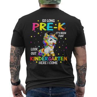 So Long Pre-K Kindergarten Here I Come Unicorn Graduation Men's T-shirt Back Print - Monsterry